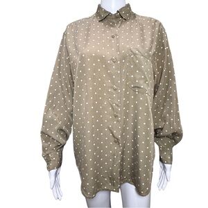 Banana Republic Safari & Travel Polka Dot Button Up Shirt Blouse Womens M Olive